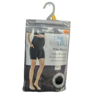 Large 12-14 Time and Tru Maternity Bike Shorts Black Seamless with Side Pocket